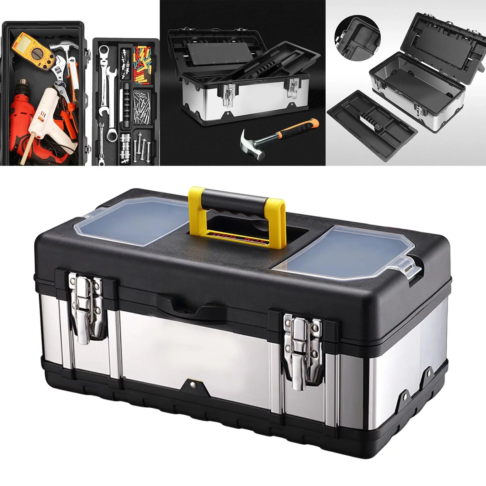 Toolbox Repair Tools Storage Case Lockable Carry Case for Car Trunks Plumber 17inch