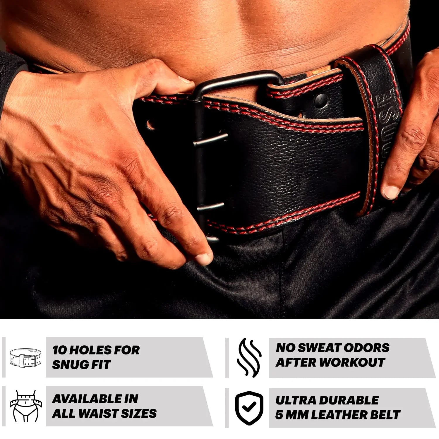 DMoose Lifting Belt Genuine Leather for Men and Women, 4 Inch Wide, Adjustable Buckle