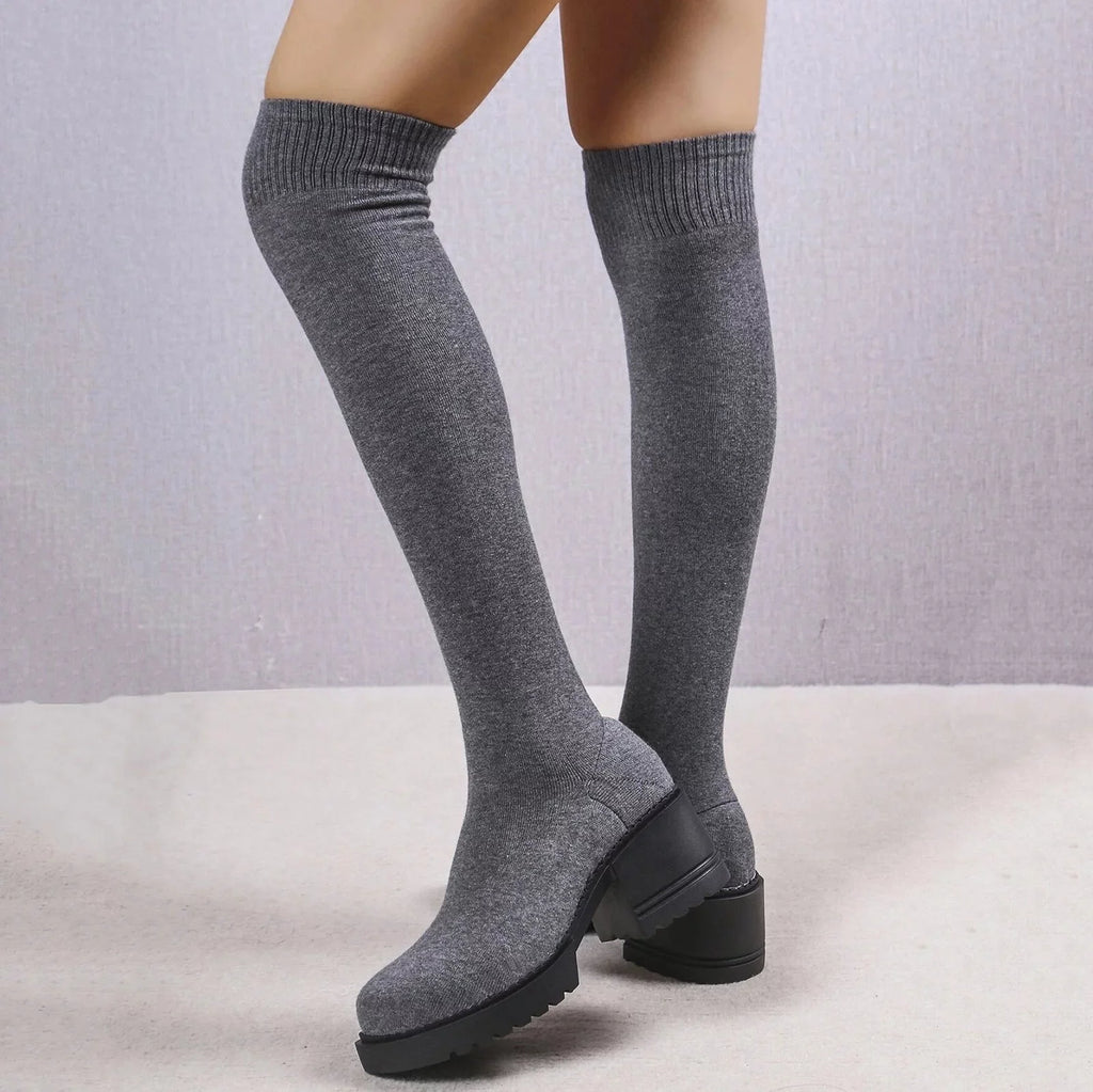 Pull on Work Boots Women Minimalist Heeled Sock Boots Long Boots Ladies Knee Length Boots Buckle Winter Boots for Women Waterproof Snow Size 11