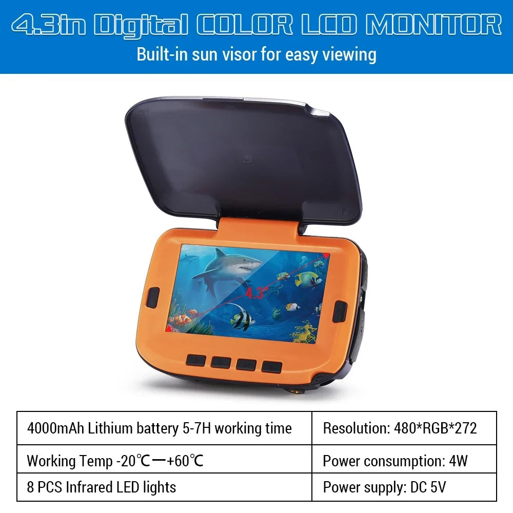 Lixada Fishing Camera Underwater 4.3in Digital  120° View 300,000 Pixels Night Vision Suitable for Ice/River Fishing