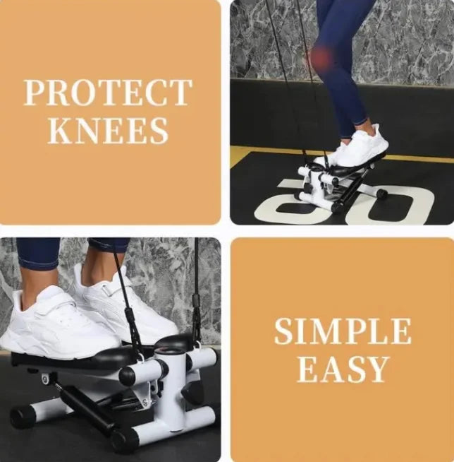 Mini Stepper with Resistance Band, Stair Stepping Fitness Exercise Home Workout Equipment for Full Body Workout