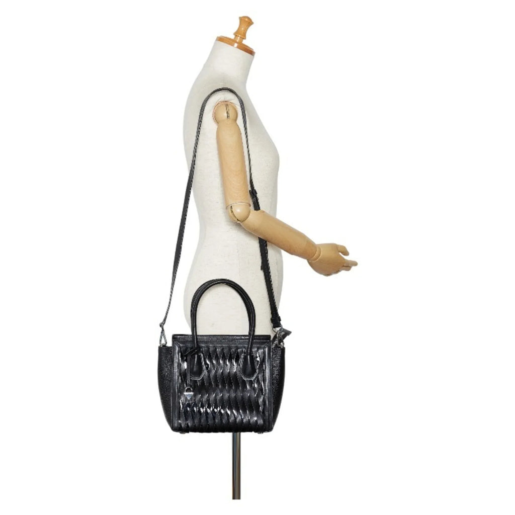 Pre-Owned Michael Kors Mercer Studio Woven Handbag Shoulder Bag Black Leather Patent Women's (Good)