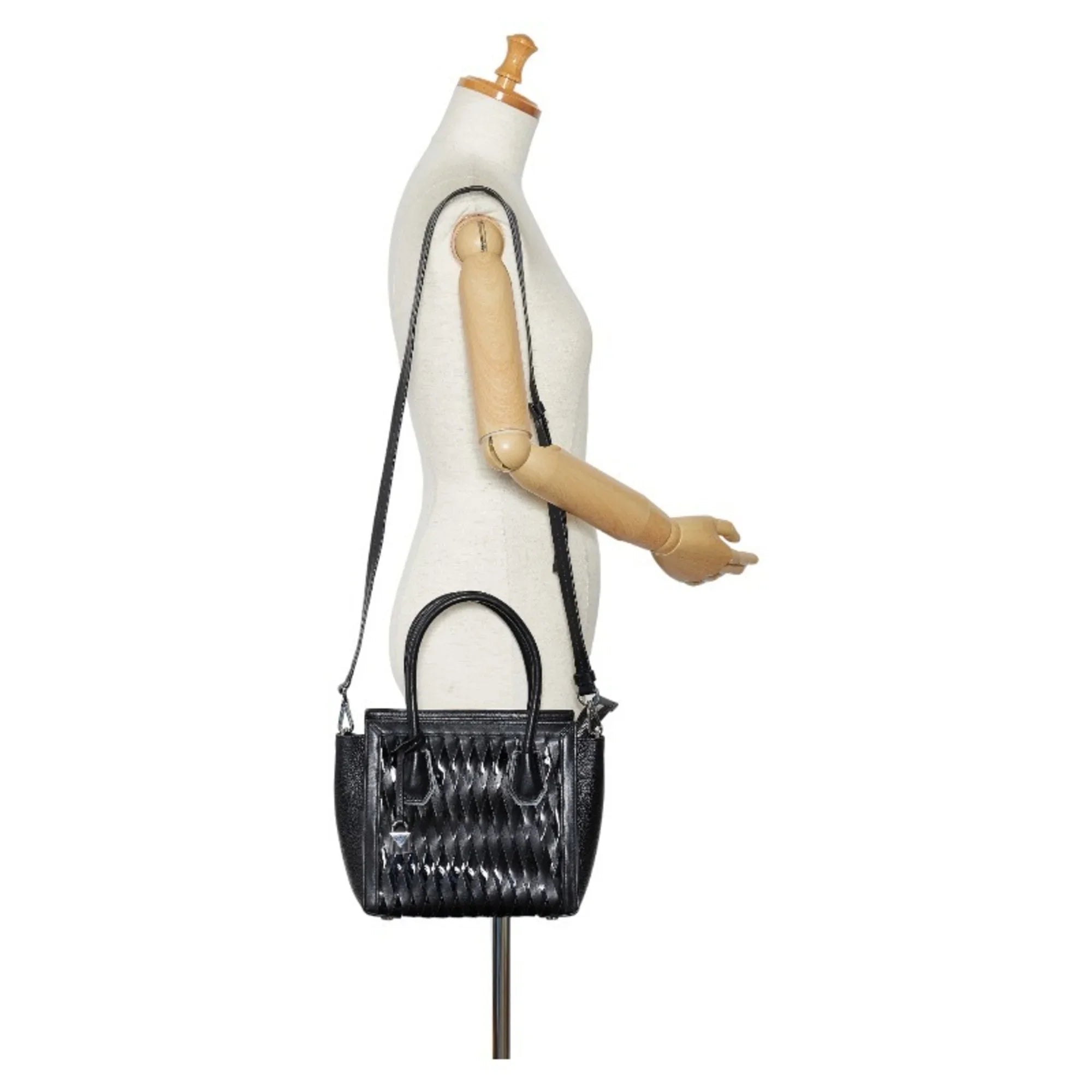Pre-Owned Michael Kors Mercer Studio Woven Handbag Shoulder Bag Black Leather Patent Women's (Good)