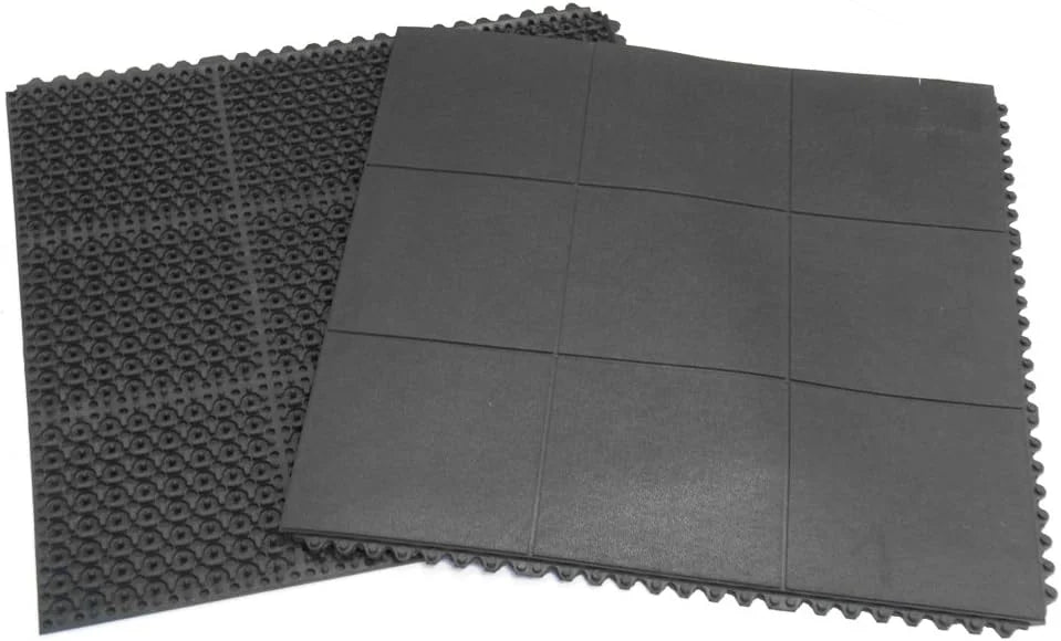 Revolution Interlocking Rubber Floor Mat (2-Pack), Black, 12Mm X 36In X 36In