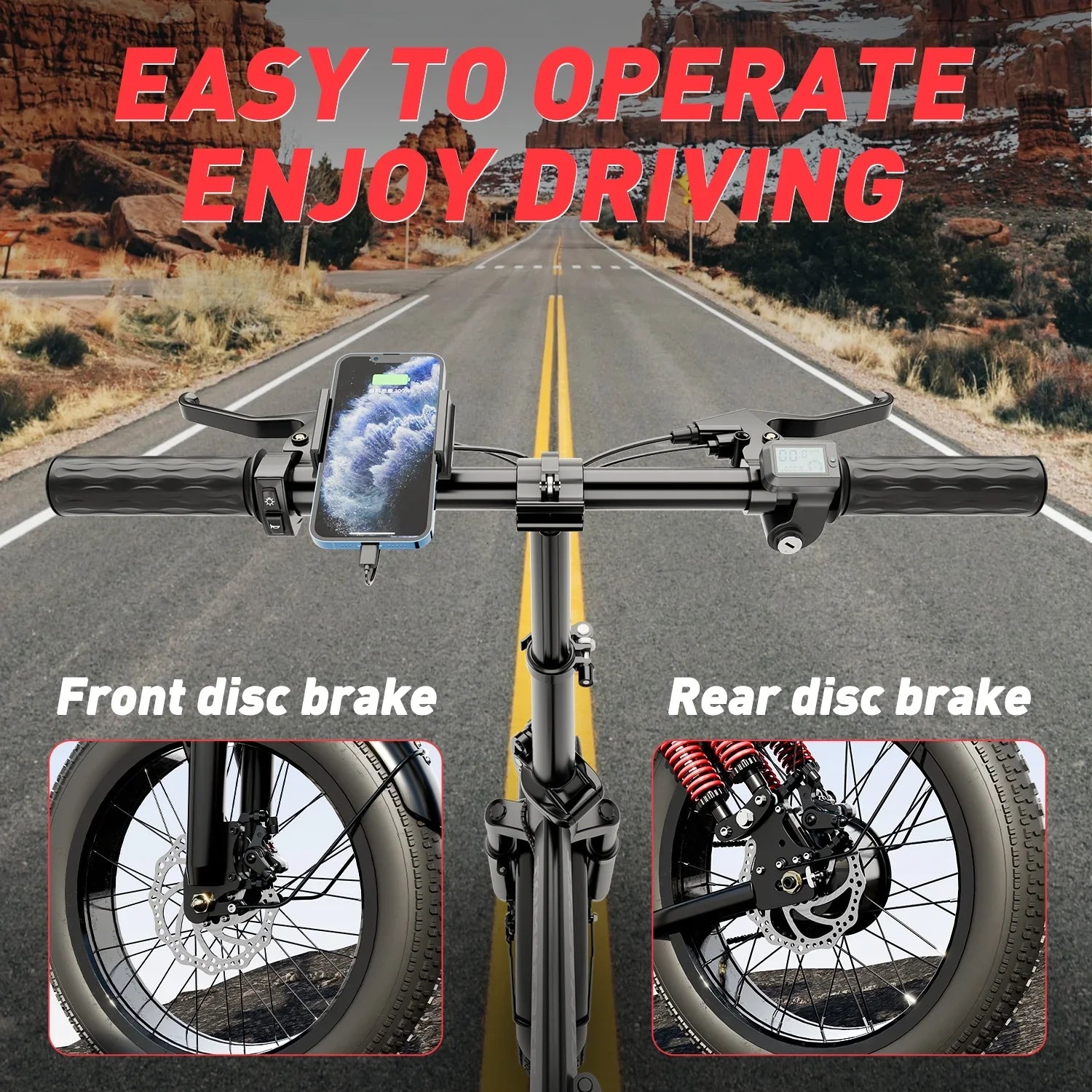 Electric Bike for Adults, 48V 20AH Folding E-Bike Easy Assemble, 16* Tire Commuter Bike 40Miles Range 330lbs Load, Full   Certified, Black Ebike T1