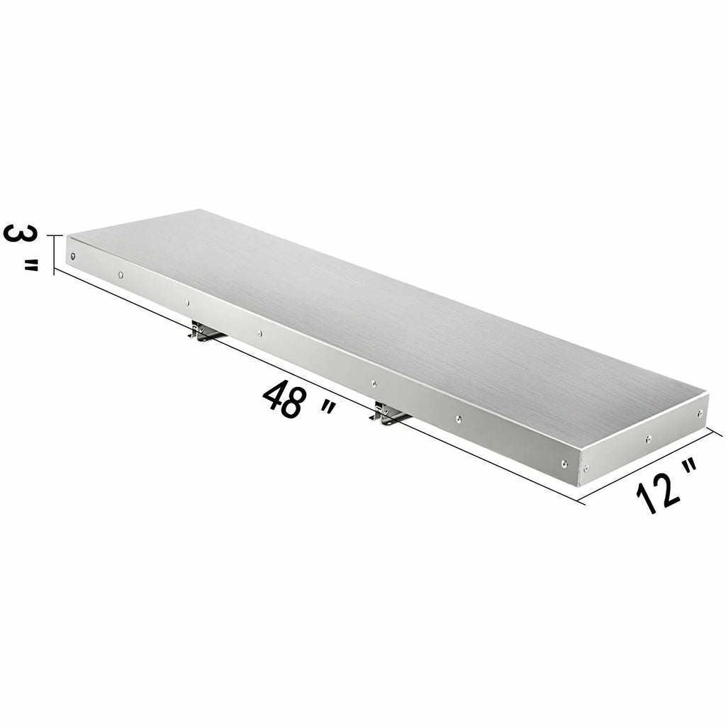Concession Shelf 48L x 12W inch Stainless Steel Drop Down Folding Serving Food Shelf Stand Serving for Concession Trailer Serving Window