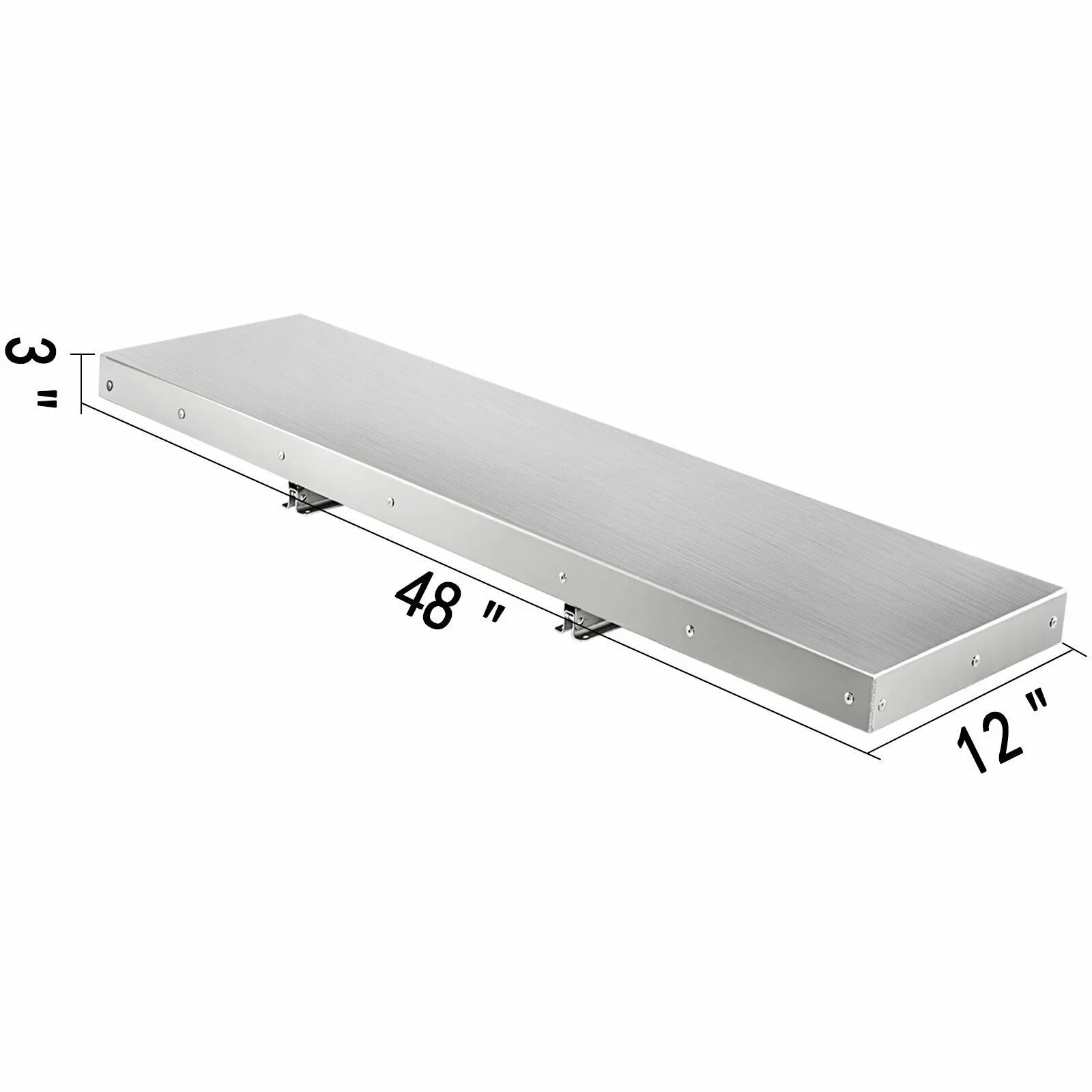 Concession Shelf 48L x 12W inch Stainless Steel Drop Down Folding Serving Food Shelf Stand Serving for Concession Trailer Serving Window