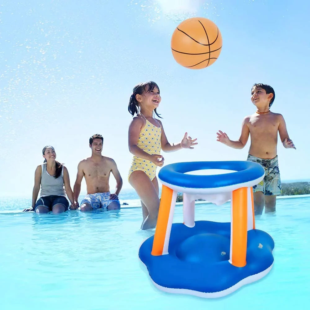Pool Volleyball Set - Pool Volleyball Net Inflatable Basketball, Floats for Adult & Kid Pool Games with 2 Balls for Swimming Game Toy