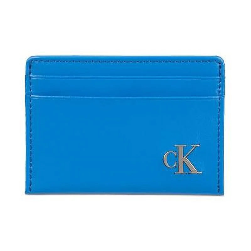 Calvin Klein Men's Monogrammed Logo Card Case Open-Blue