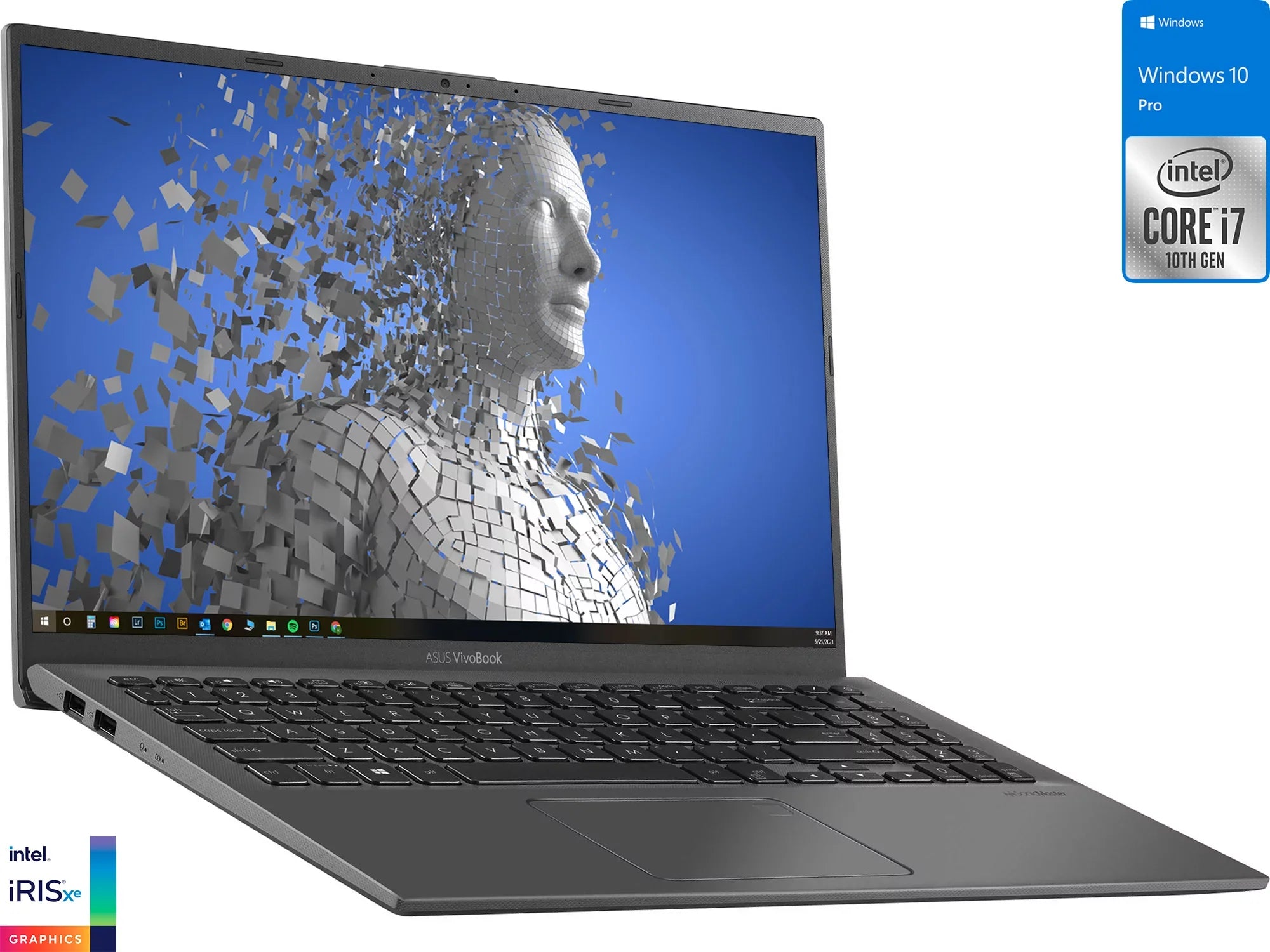 Vivobook X512JA Laptop, 15.6"  Display, Intel Core i7-1065G7 Upto 3.9GHz, 20GB , 512GB NVMe  + 500GB , , Card Reader, Wi-Fi, Bluetooth, Windows 10 Pro S