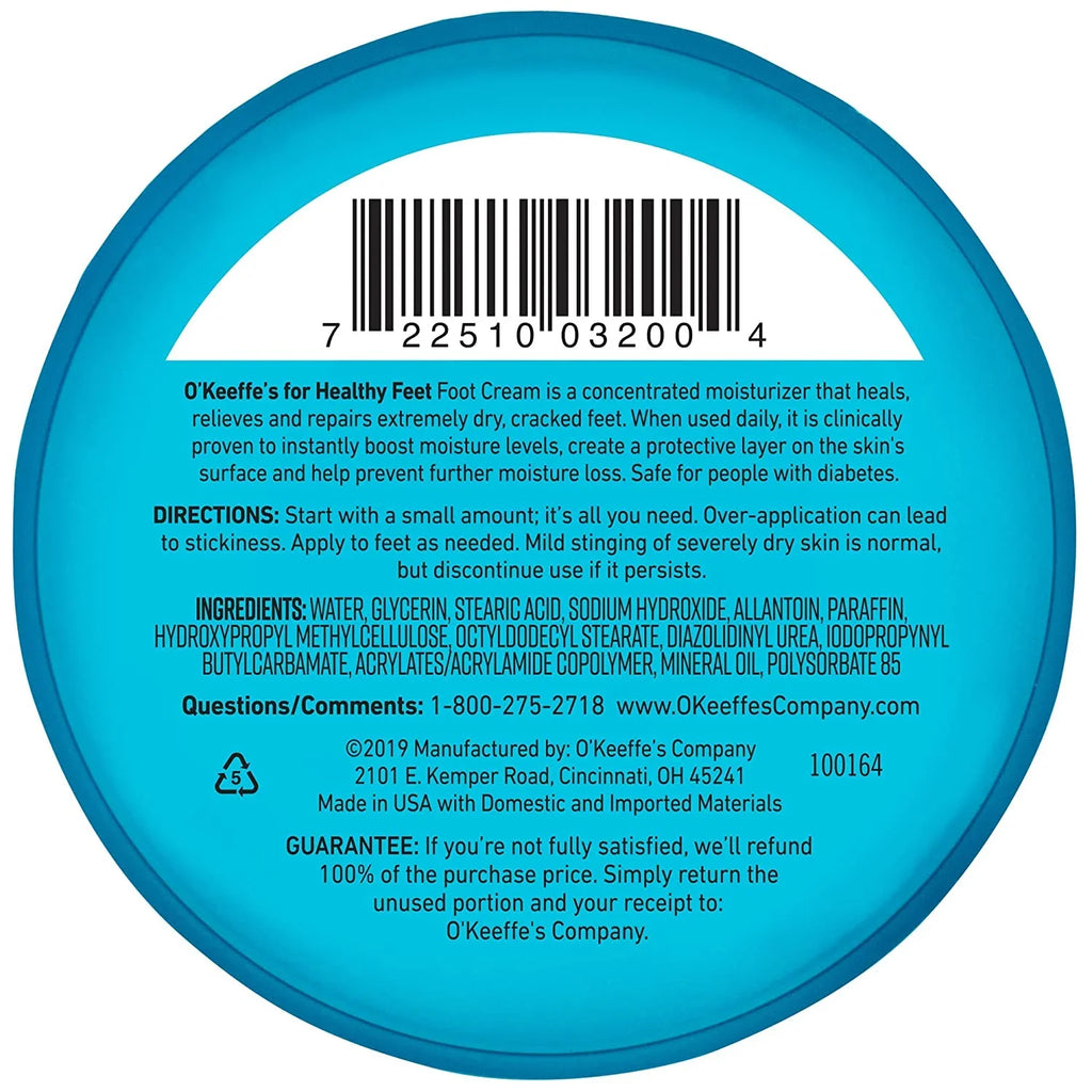 O'Keeffe's Healthy Feet Foot Cream, 3.2 ounce Jar