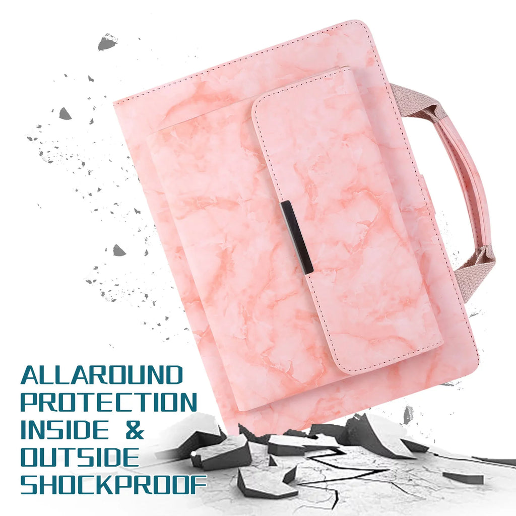 iPad 6th Generation Case, iPad 5th Gen Case, iPad Air 2 & 1st/iPad Pro 9.7 Case, Dteck Multi-Angle Stand Magnetic  Leather Bag Folio Cover with Handle Document Pocket [Auto Wake/Sleep], Pink Marble