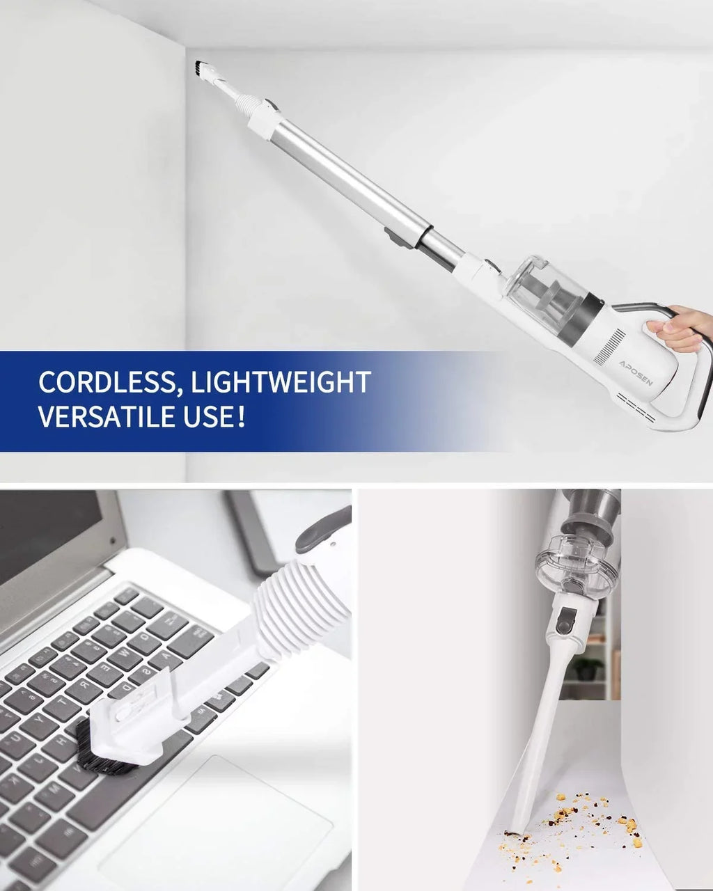 Cordless Vacuum 4-in-1 Lightweight Stick Vacuum Cleaner for Carpet, Hard Floors, Pet Hair - H21