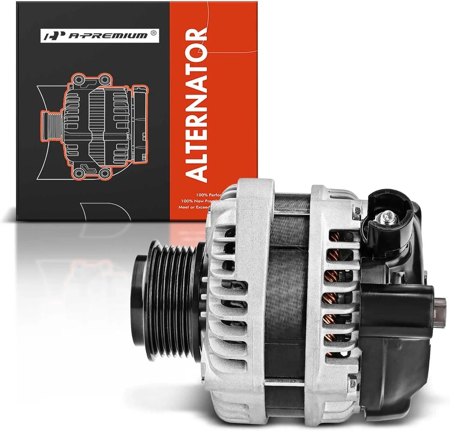 A-Premium Alternator Compatible with Honda Odyssey 2011-2013, Pilot 2012-2015, Ridgeline 2012-2014, V6 3.5L, 130Amp 12V  6-Groove Pulley, Replace# 31100-RV0-A01