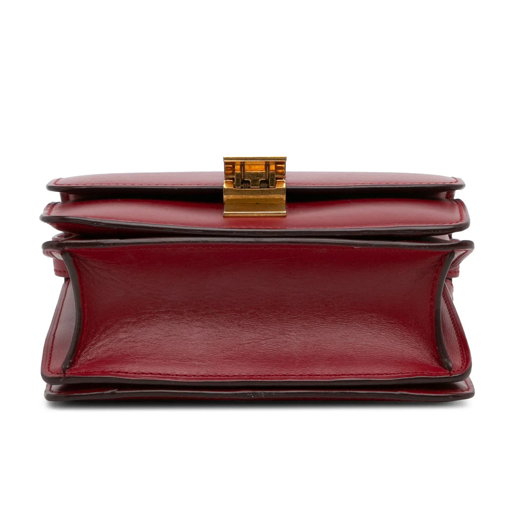 Pre-Owned Authenticated Celine Small Classic Box Calf Leather Red Crossbody Bag Unisex (Good)
