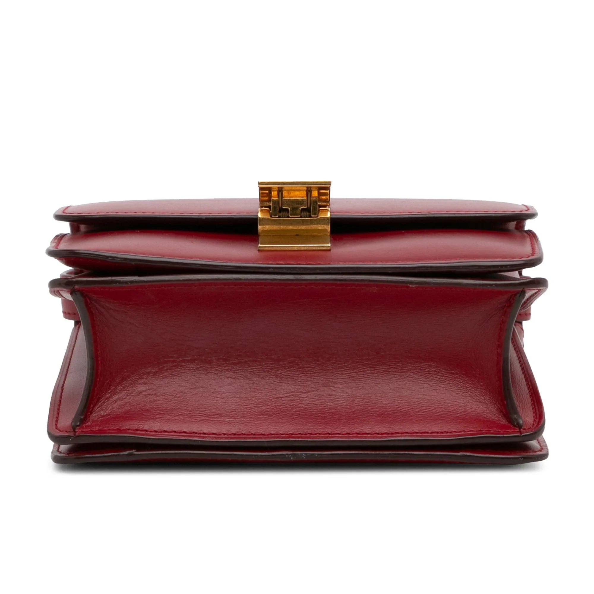 Pre-Owned Authenticated Celine Small Classic Box Calf Leather Red Crossbody Bag Unisex (Good)