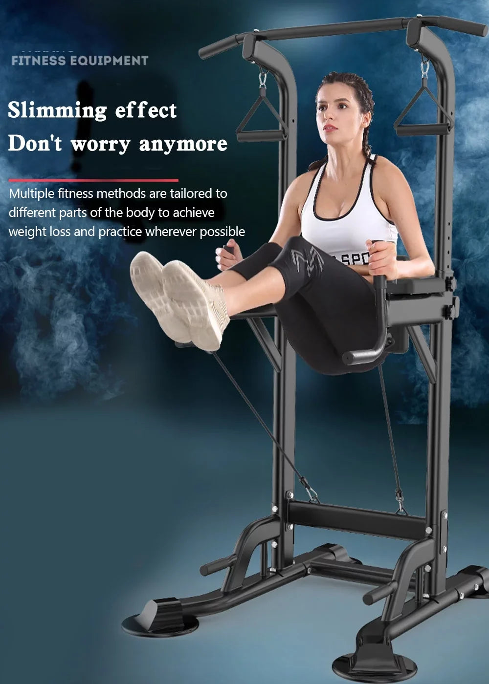 Pull-Up Bars & Squat Bar Power Tower Dip Stands Strength Training for Home Gym