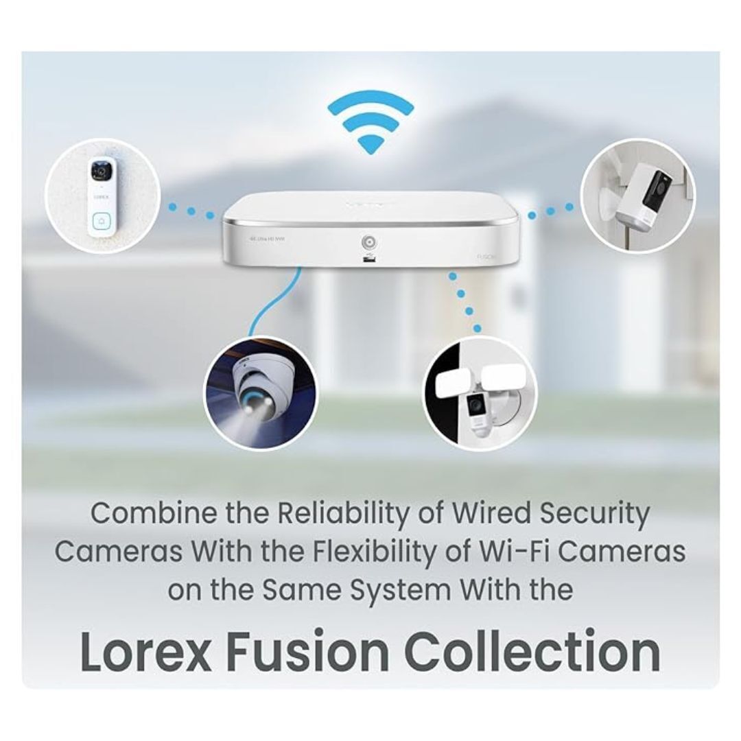 Lorex Fusion 4K 12 Camera Capable 8 Wired and 4 Wi-Fi 2TB  with Smart Motion Detection, Active Deterrence, and Smart Home Compatibility