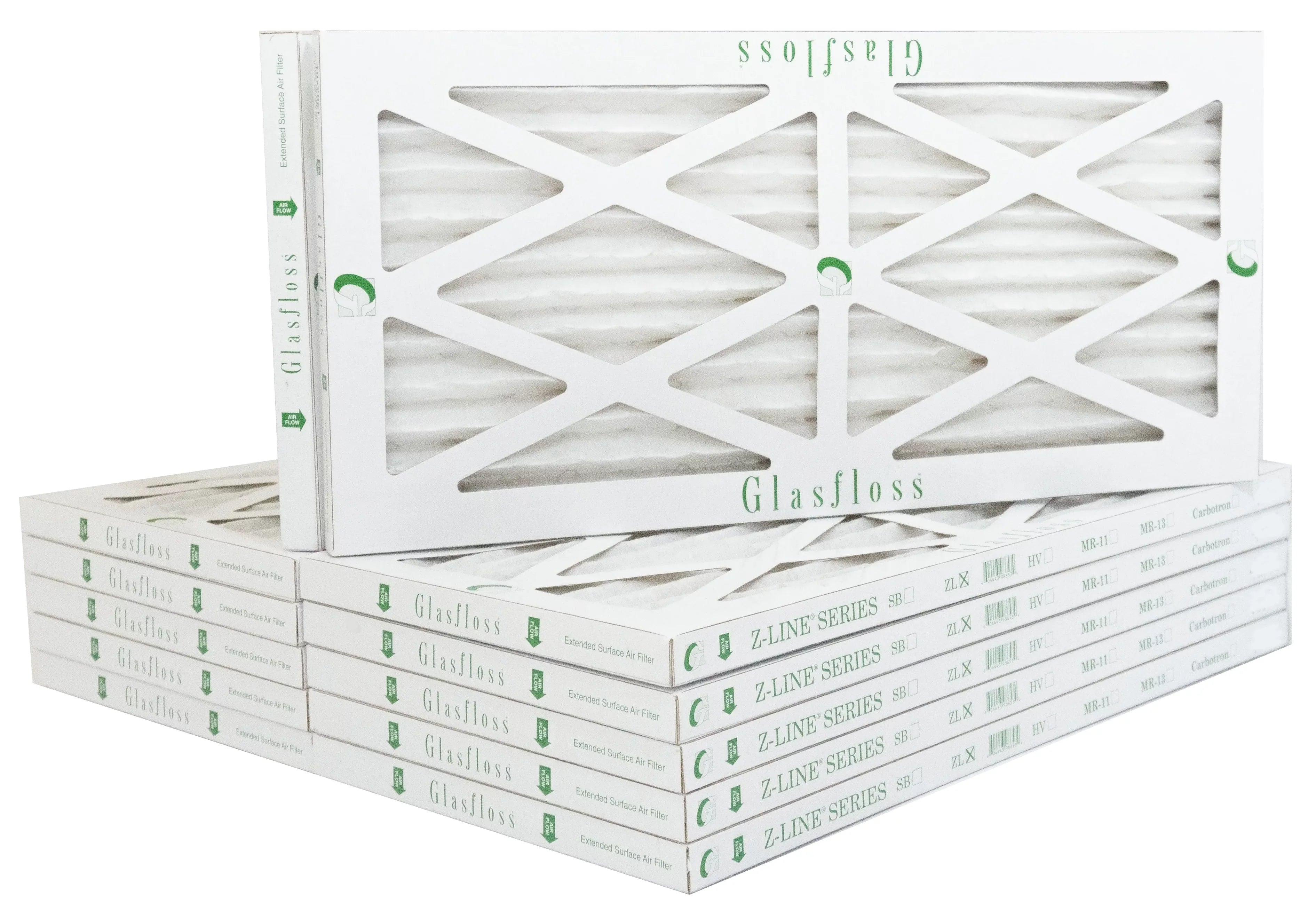 Glasfloss 22x36x1 -  10 -Qty:12 - Furnace Air Filter - Made in  (Actual Size: 21.5 x 35.5x7/8 inch)