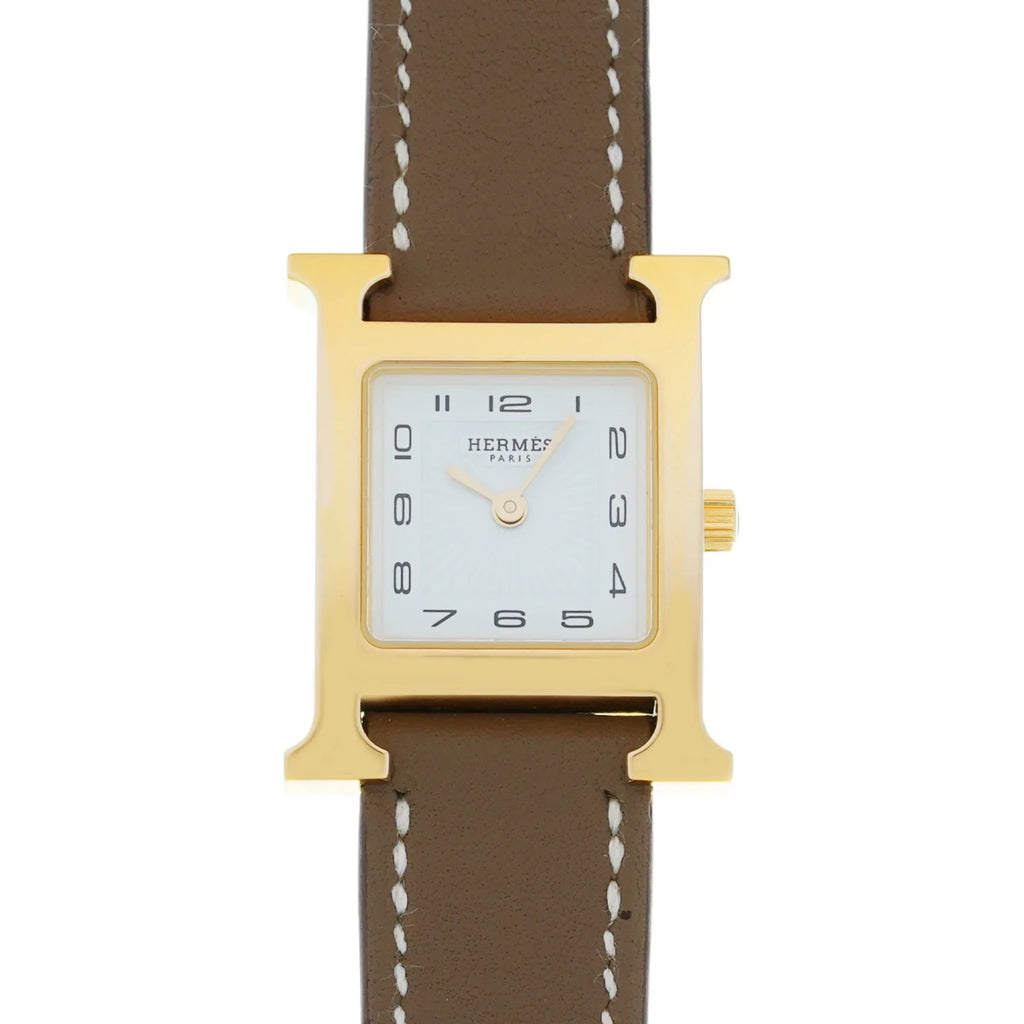 Pre-Owned  H Watch  25mm HH1.201 B engraved (around 2023) Women's /Leather Quartz White Dial (Like New)