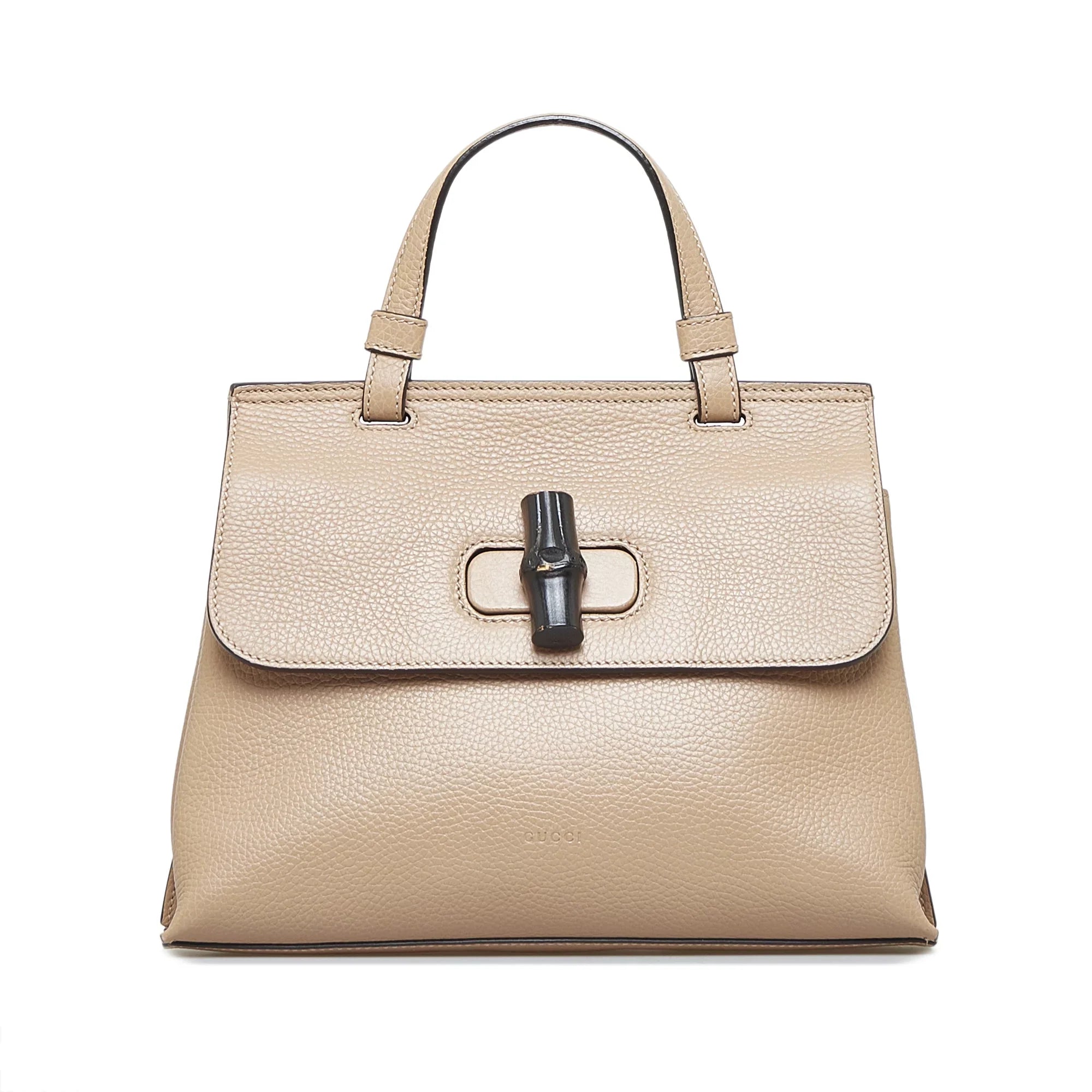 Pre-Owned Authenticated Gucci Medium Bamboo Daily Calf Leather Brown Satchel Unisex (Good)