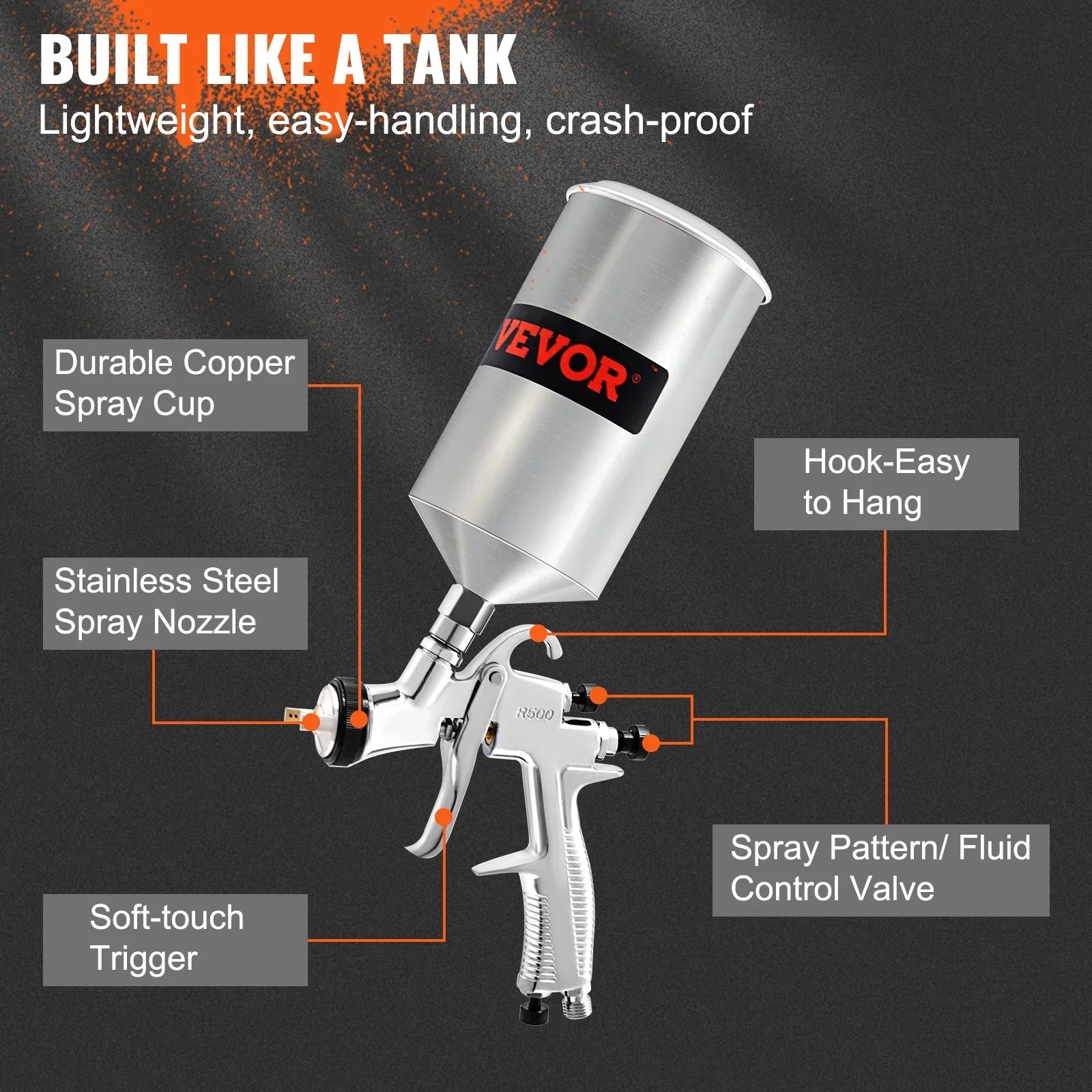 Air Spray Gun Kit Paint Gun Gravity Feed  1.3/1.4/1.8 mm Nozzle