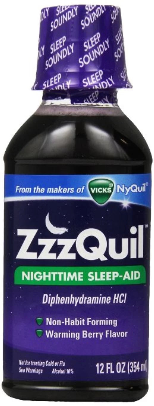3 Pack - ZzzQuil Nighttime Sleep-Aid Liquid, Warming Berry Flavor 12 oz