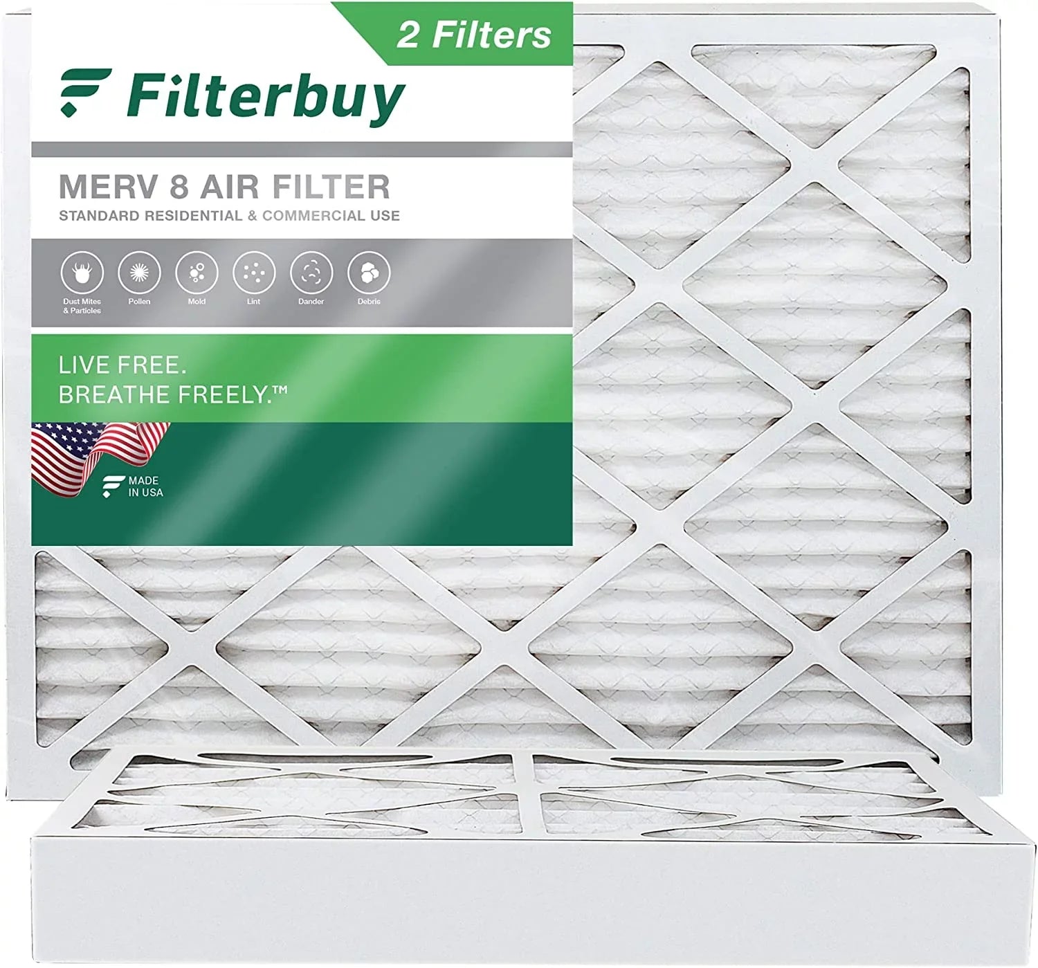 Filterbuy 20x23x4  8 Pleated   Furnace Air Filters (2-Pack)