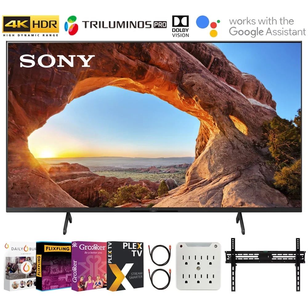 Sony KD50X85J 50 Inch X85J 4K Ultra   Smart  (2021 Model) Bundle with Premiere Movies Streaming 2020 + 30-70 Inch  Wall Mount + 6-Outlet Surge Adapter + 2x 6FT 4K  2.0 Cable