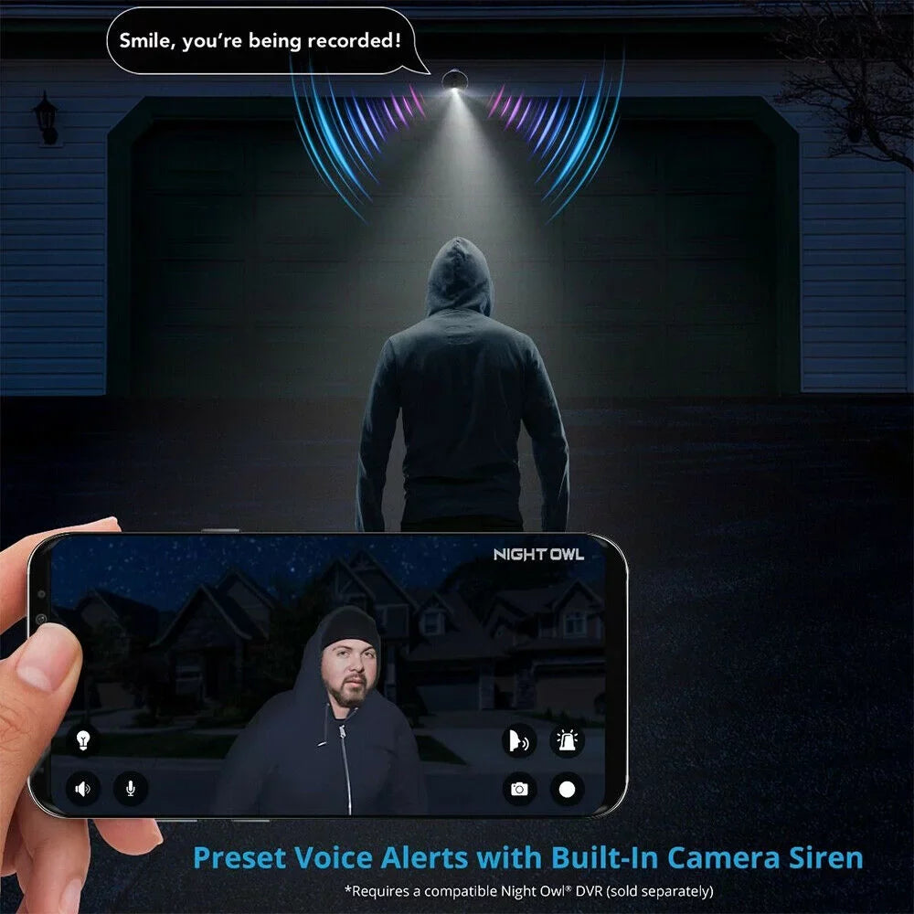 Night Owl 4K Ultra  Wired Indoor/Outdoor Built-in Motion-Activated Spotlights