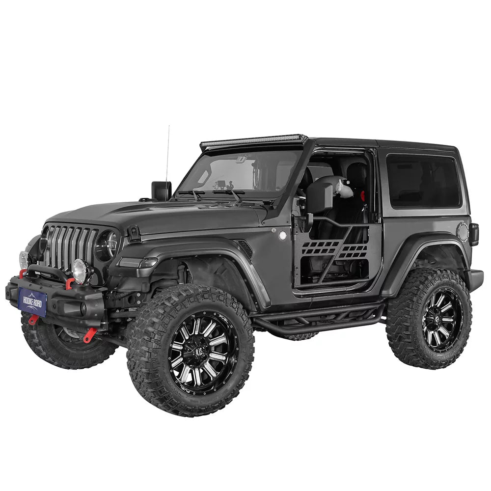 Hooke Road Fit 2018-2023 Jeep Wrangler  2-Door Steel Tubular Half Door Guards Frame Black