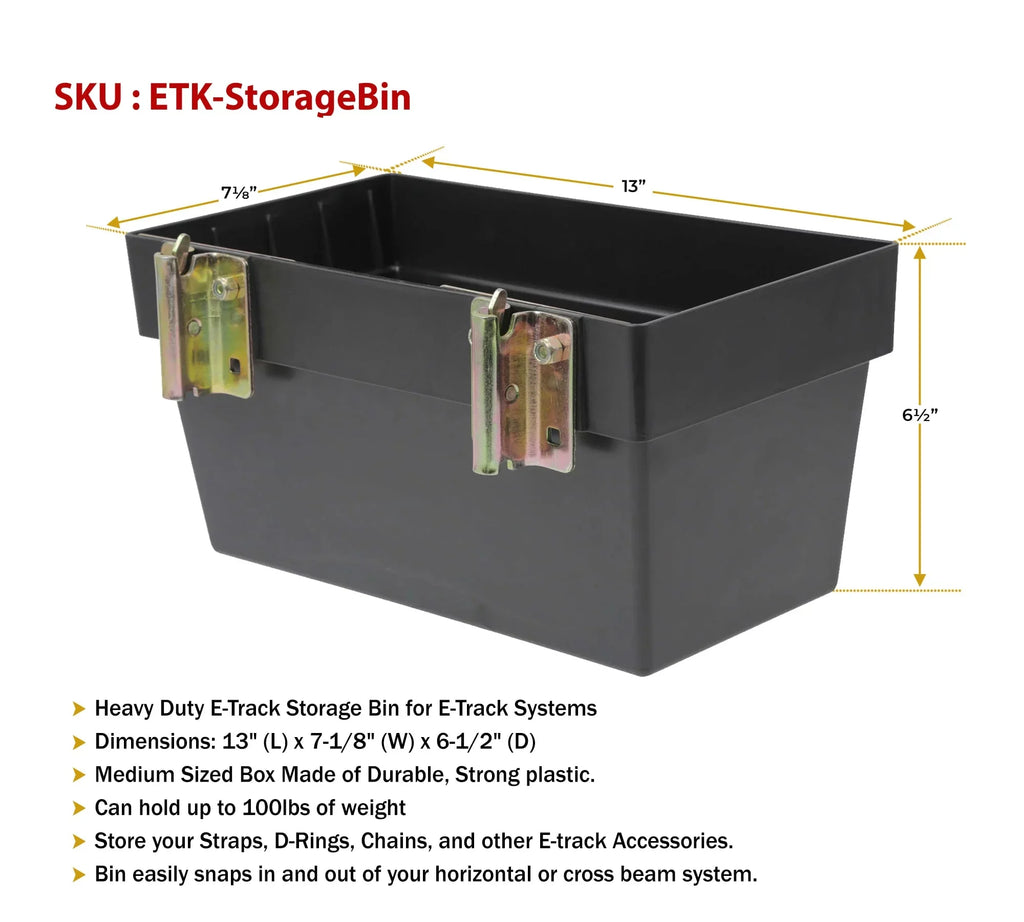 (4 Pack) Heavy Duty E-Track Storage Bin for E-Track Systems - Large E-Track Basket Organizer for Trucks, Enclosed Trailer, Garage, Vehicles - E-Track Accessories for Enclosed Trailer