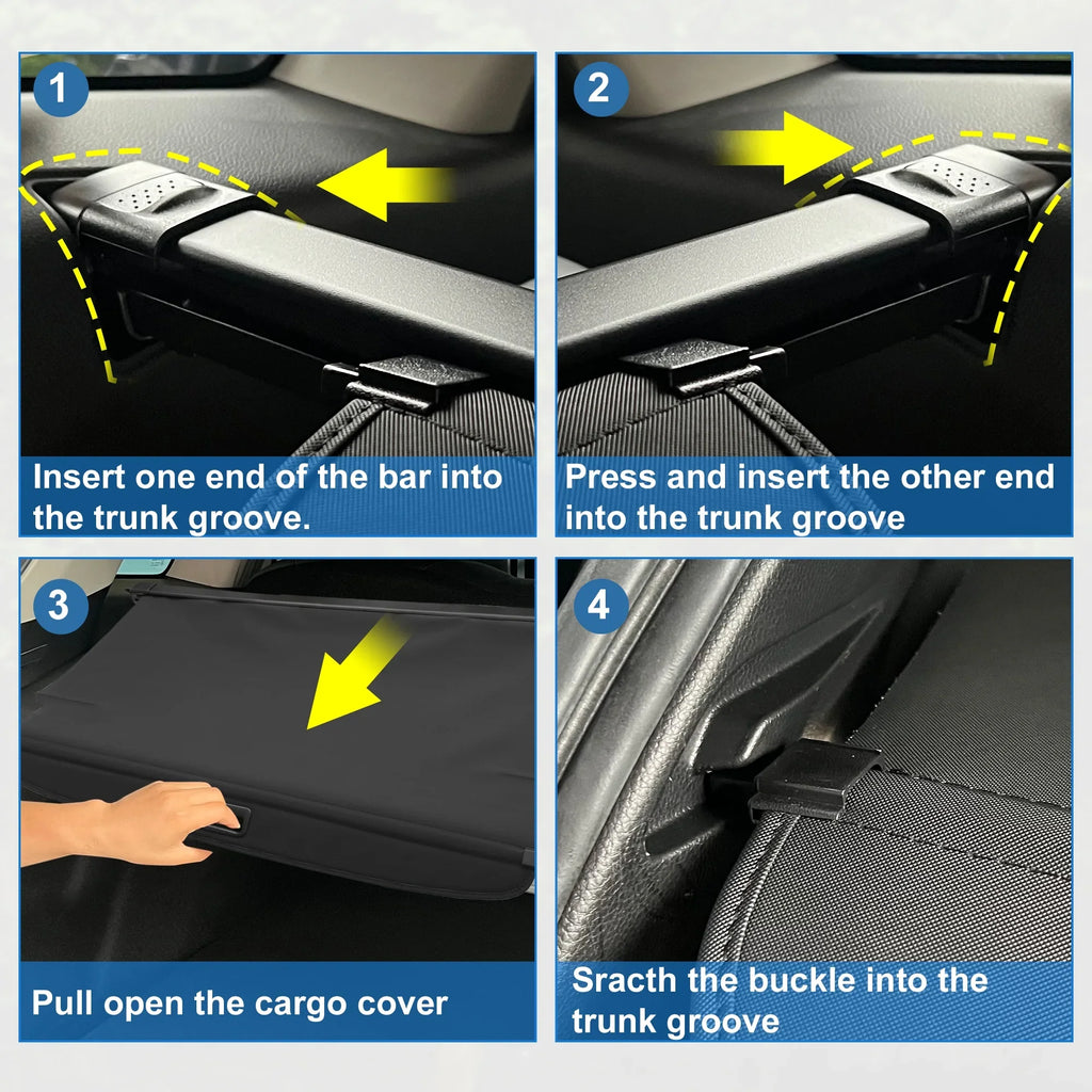 Retractable Cargo Cover for Toyota RAV4 2019-2023 Waterproof Non Slip Rear Trunk Shielding Shade Black