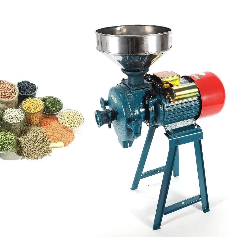 ZhdnBhnos 2200W 220V Electric Grain Flour Grinder Mill Commercial Heavy Duty Corn Wheat Cereal Dry Feed Grinder Pulverizer Machine w/ Funnel 1400r/Min