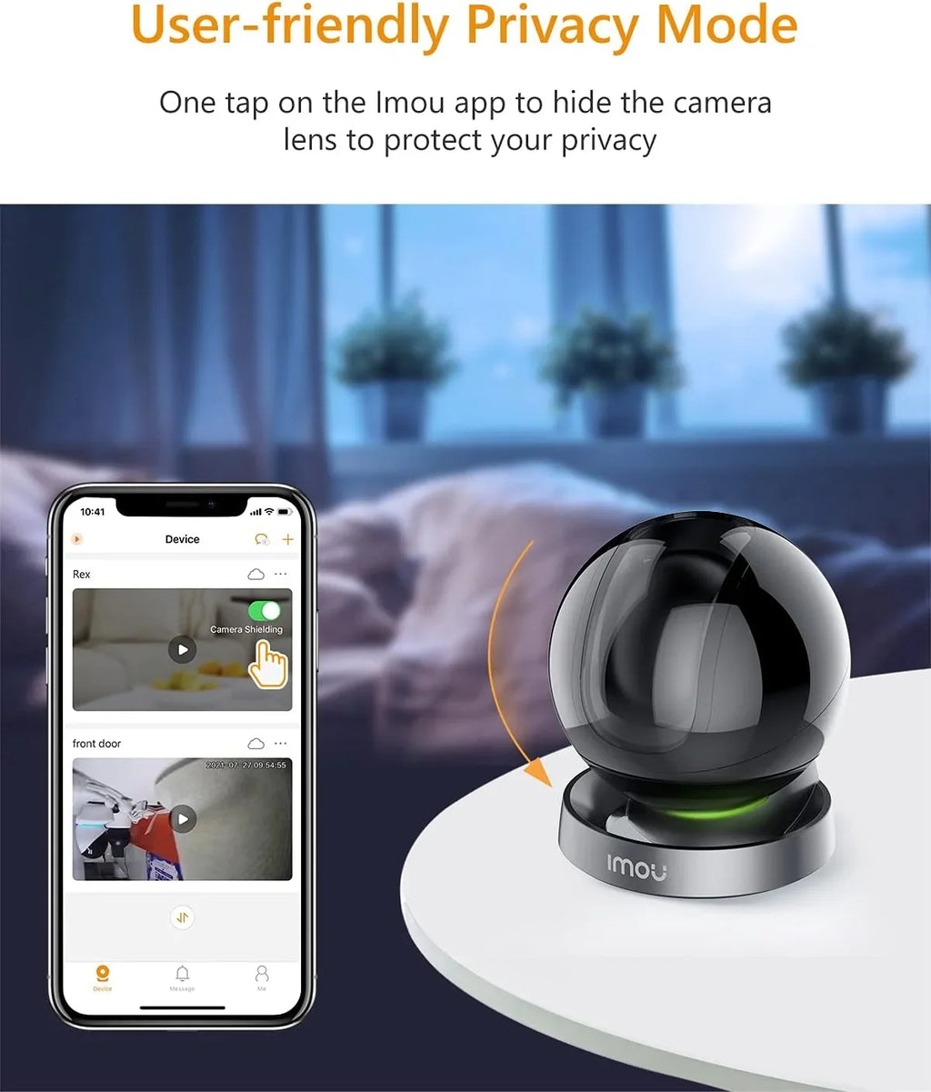 Imou Security Camera Indoor 1080P WiFi Camera (2.4G Only) 360 Degree View Smart Camera with Night Vision, 2-Way Audio, Smart Tracking, Sound Detection, Spotlight & Siren and Ethernet Port, Rex 2MP