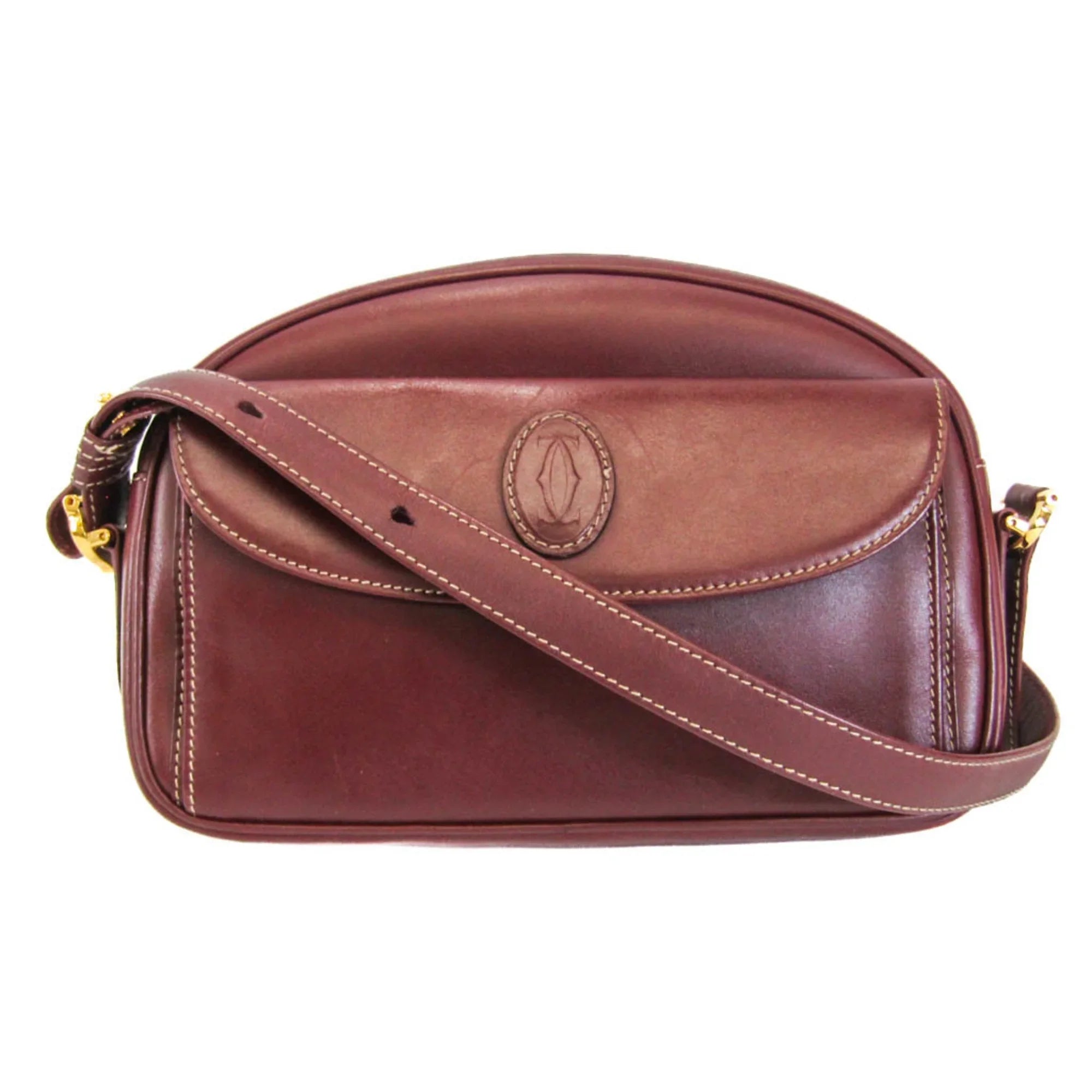 Pre-Owned Cartier Must Women's Leather Shoulder Bag Bordeaux (Good)