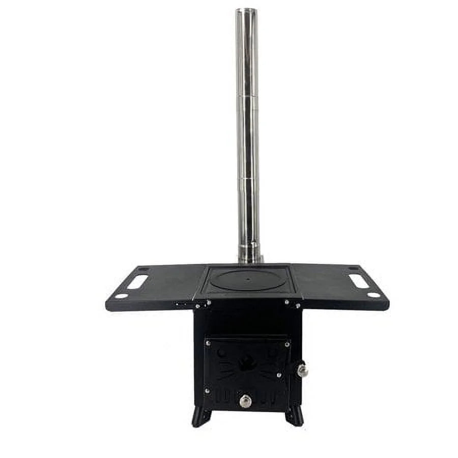 Portable Outdoor Wood Stove with Chimney Pipe, Cooking Heating Tool for Camping & Wild Survival