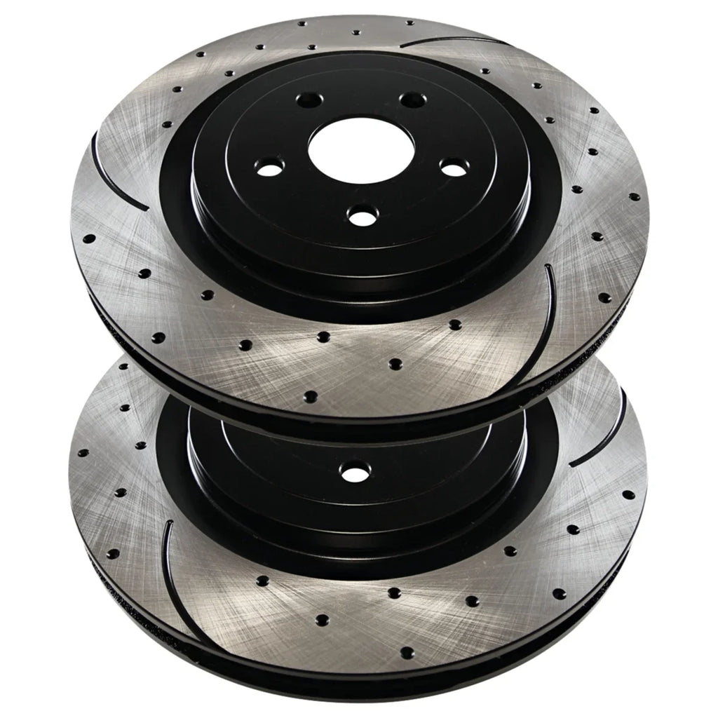 AutoShack Front Drilled Slotted Brake Rotors Black Set of 2 Driver and Passenger Side Replacement for 2012 2013 2014 Chrysler 200 2008-2009 Dodge Caliber 2012-2014 Avenger 2.4L 3.6L V6  PR63060LR