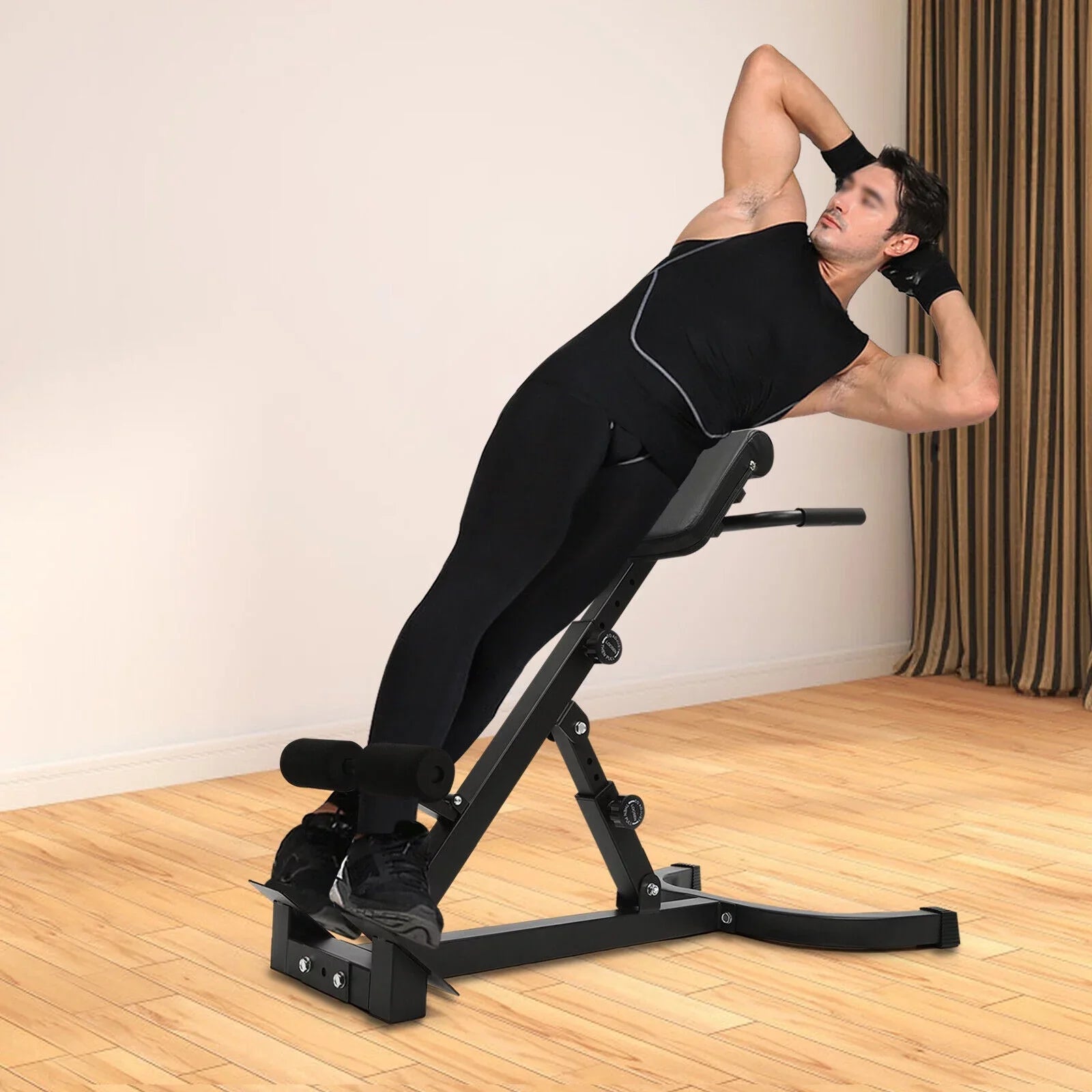 Multi-Functional Bench Roman Chair Back Extension Machine, Adjustable Hyperextension Bench - Hamstring Black 40.55*27.55*44.48 in