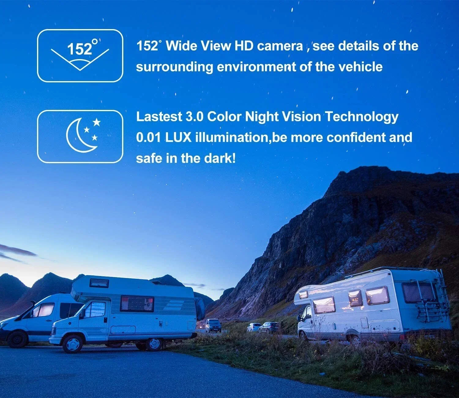 Xroose Wireless Backup Camera Car Rear View Parking System  1080P 7" Monitor 3.0 Night Vision for  Camper Motohome Tralier Truck Van FW04