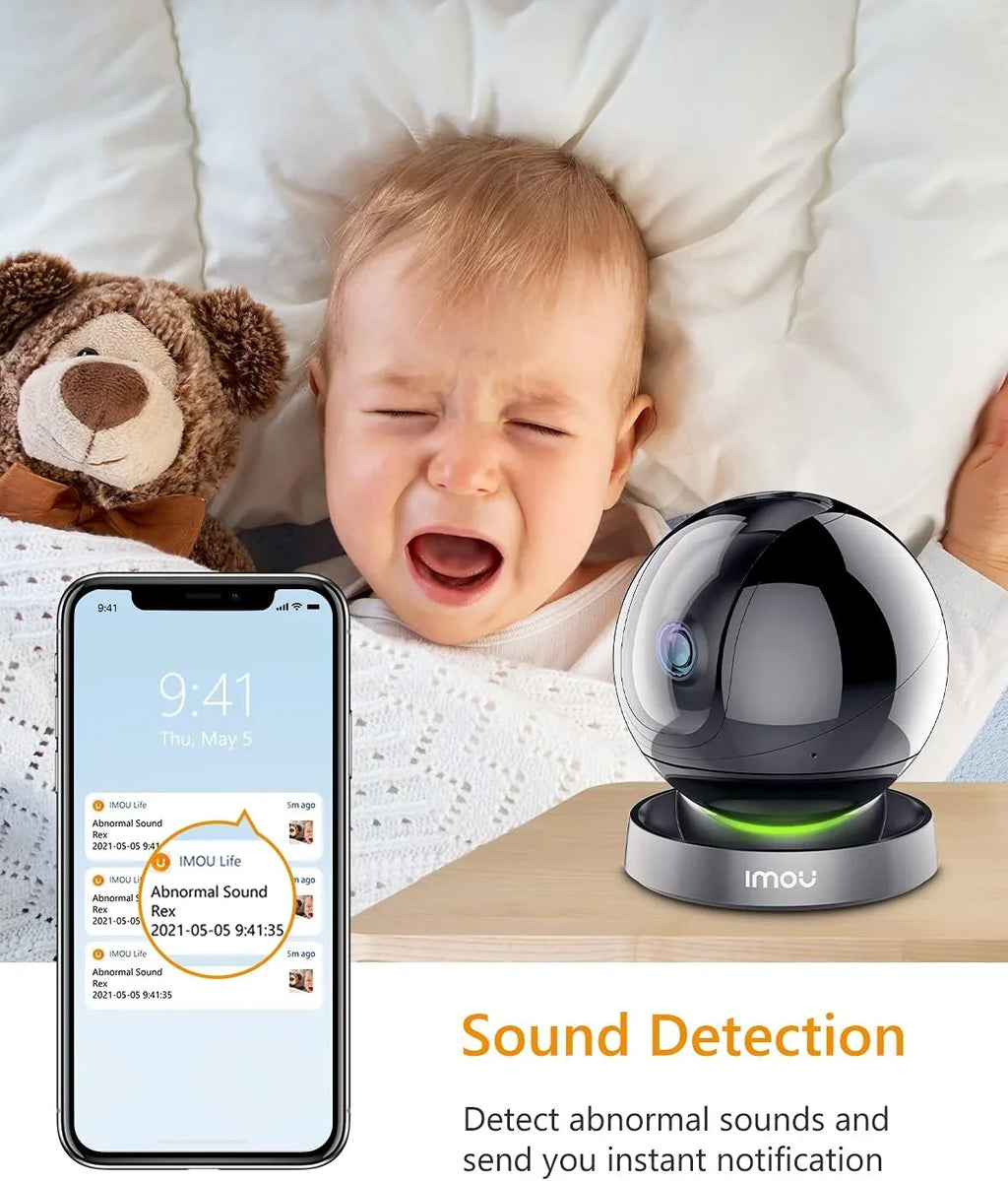 Imou Security Camera Indoor 1080P WiFi Camera (2.4G Only) 360 Degree View Smart Camera with Night Vision, 2-Way Audio, Smart Tracking, Sound Detection, Spotlight & Siren and Ethernet Port, Rex 2MP