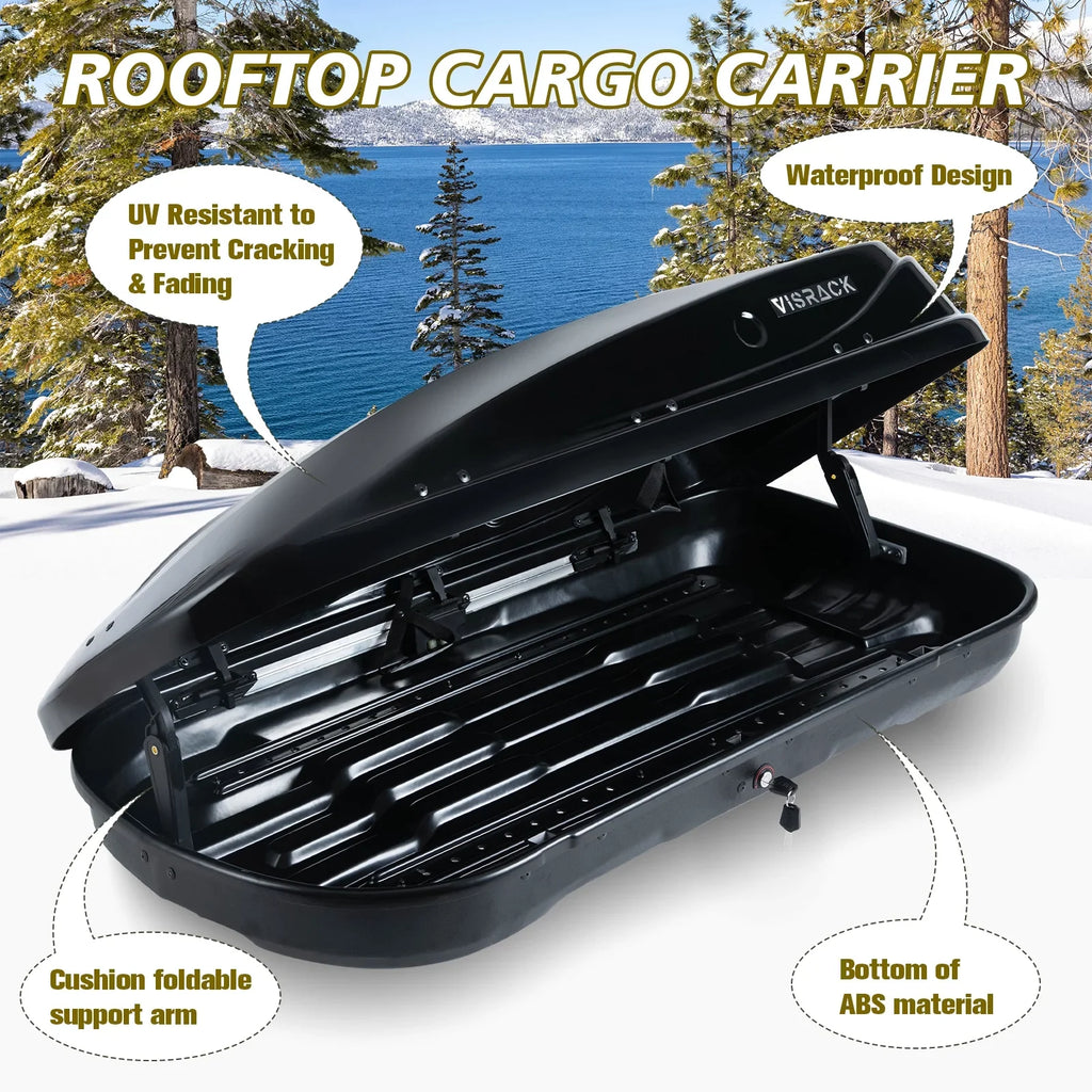 Large Rooftop Cargo Carrier Hard Shell Rooftop Cargo Box with Double 2 Locks, 14 ft³ Waterproof Cargo Box for  Rooftop 56.3" L x 30.3" W x 13.8" H, Black