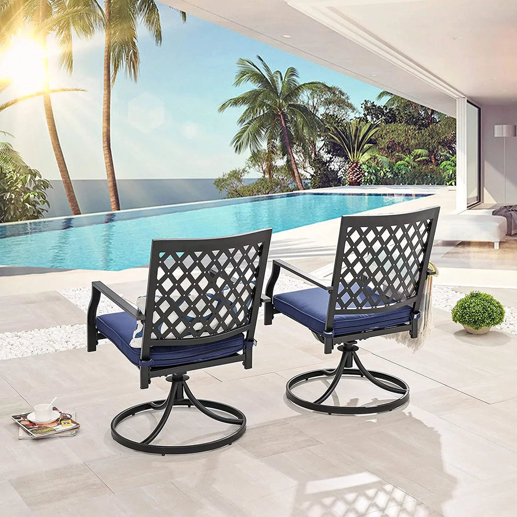 Patio Swivel Rocker Chairs Furniture Metal Outdoor Dining Chairs With Cushion Set Of 2