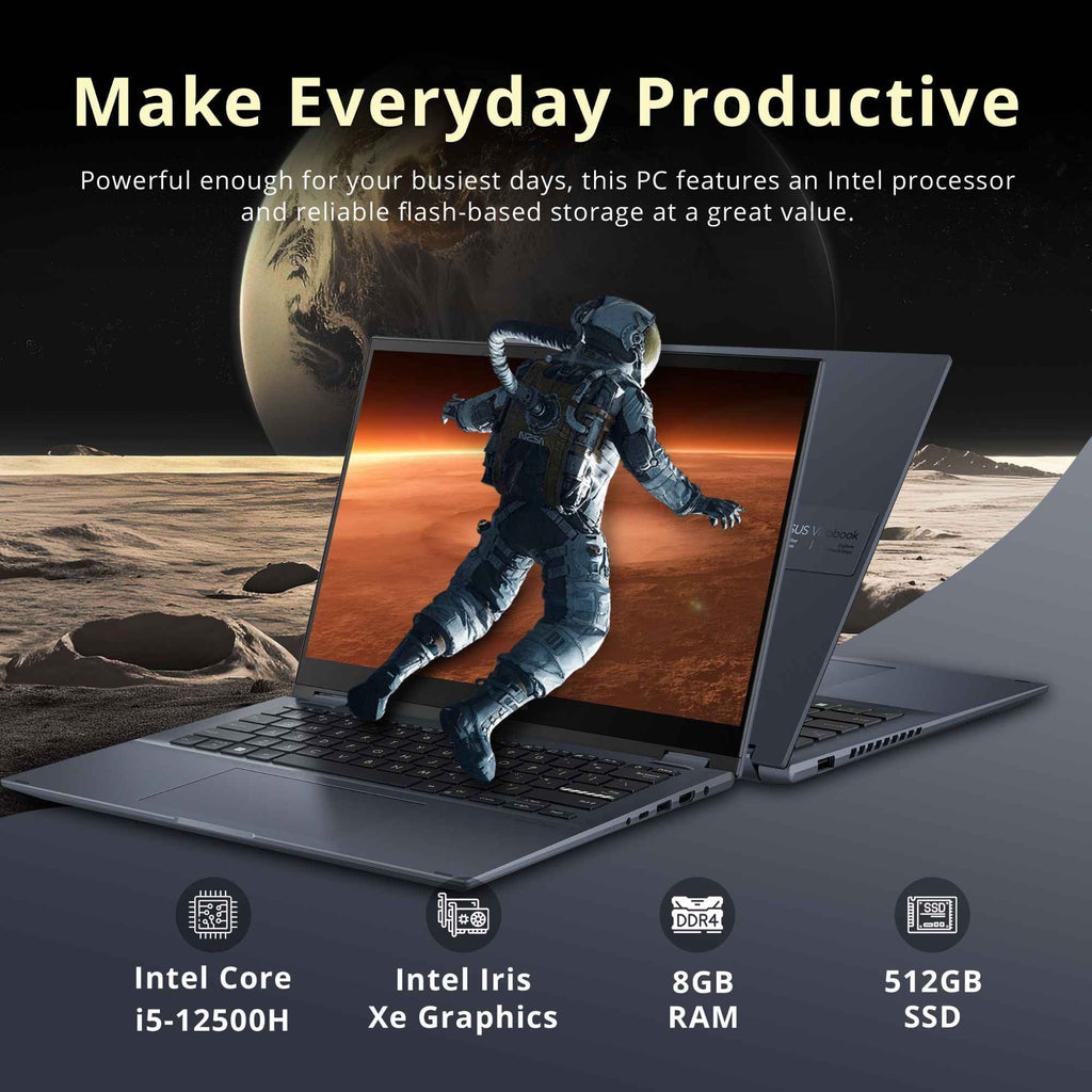 Vivobook S 14 Flip 14"  Touch Display, Intel Core i5-12500H , 8GB DDR4 , 512GB , NumberPad, Thunderbolt 4, Windows 11 Home, Quiet Blue, Hotface 32GB  Card