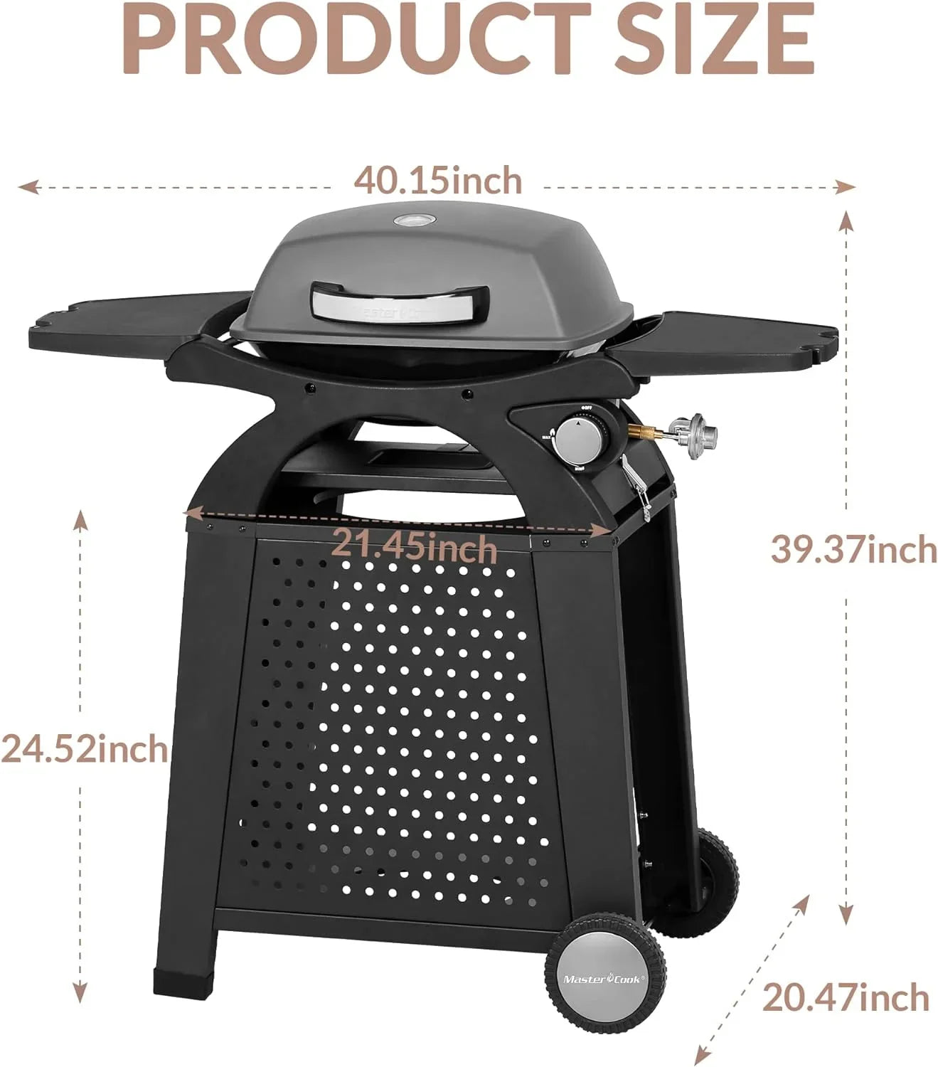 Propane Gas Grill, Portable Tabletop Barbecue Grill with Cart for Patio, Camping, Travel