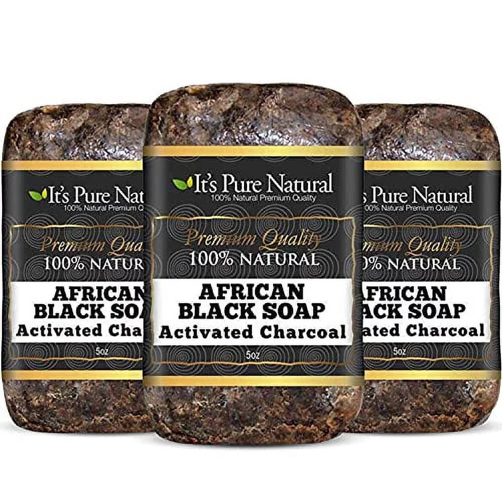 It’s Pure Natural African Black Soap Bars with Activated Charcoal, 5 oz, 6 Pack