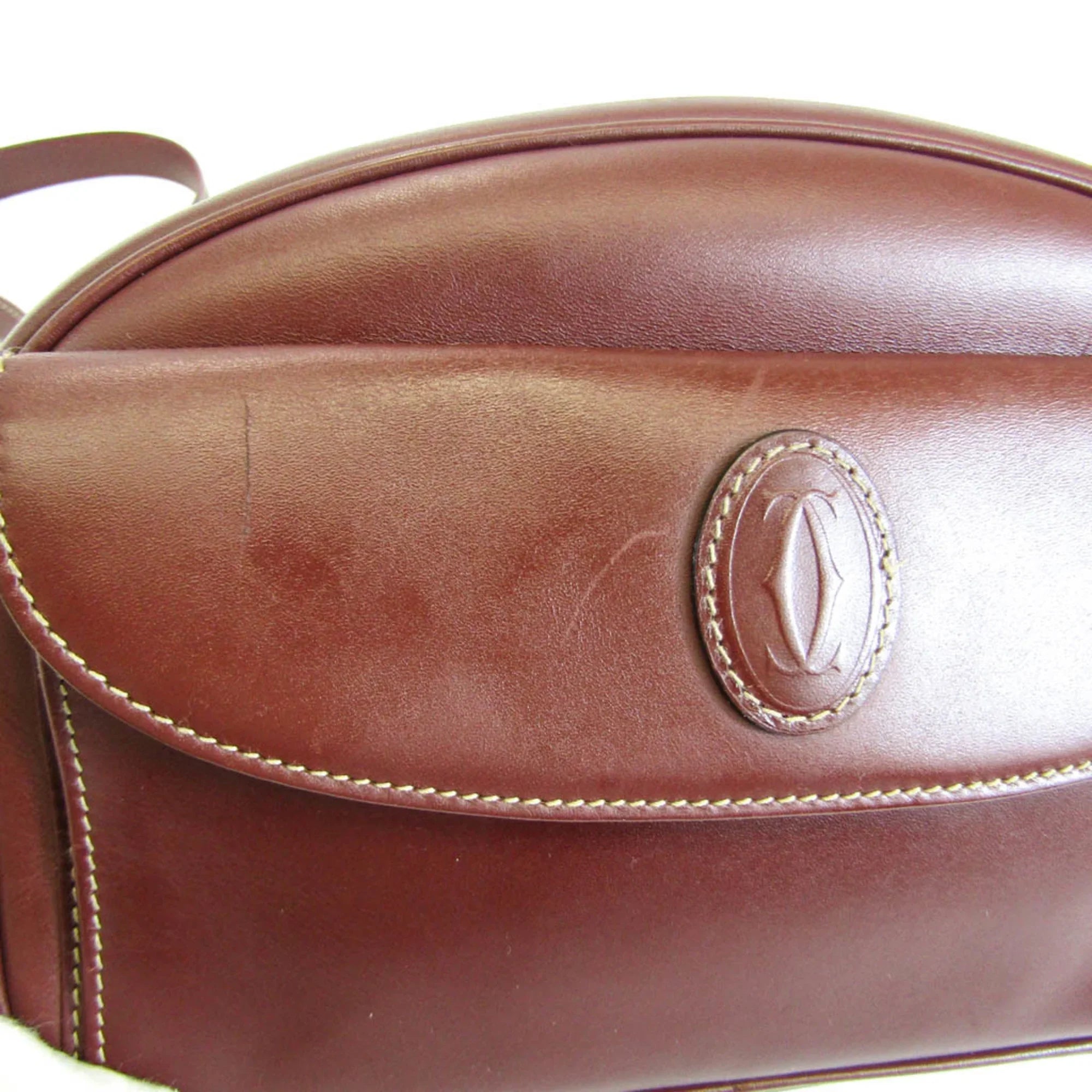 Pre-Owned Cartier Must Women's Leather Shoulder Bag Bordeaux (Good)