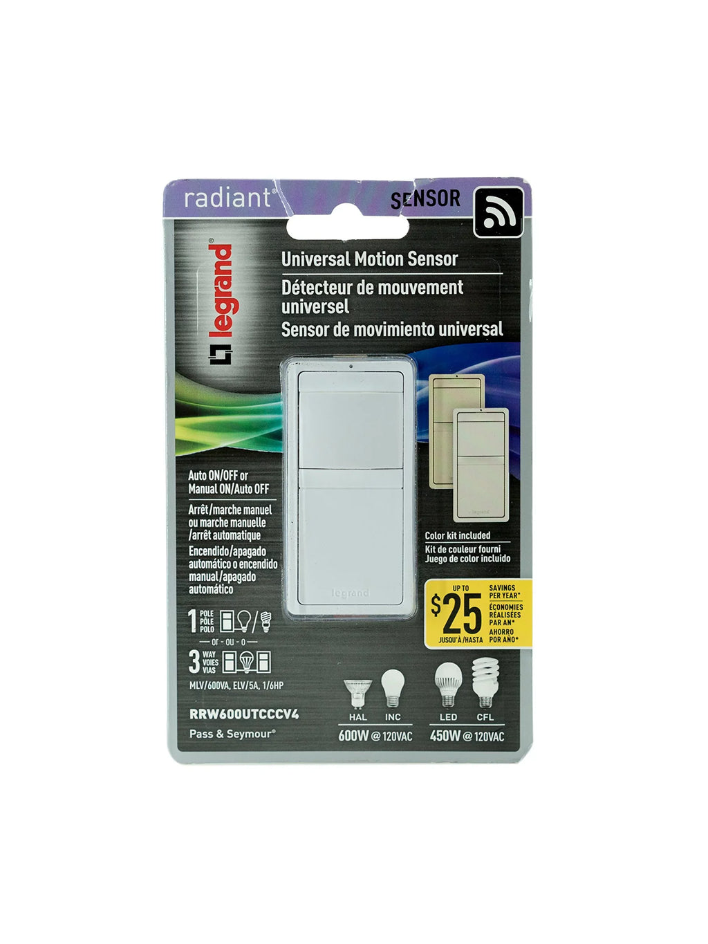 Legrand Radiant 15 amps Motion Sensor Switch Ivory, Light Almond, White 1 pk
