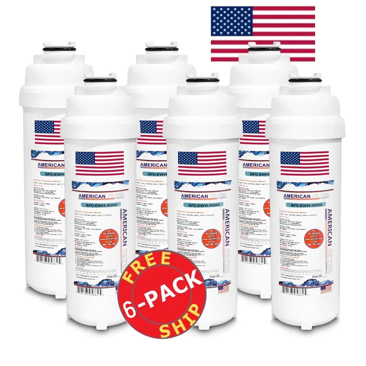 Brand , Water Filter , Model # --3000 , Compatible with HTVZ8SS- - 6 Filters - Made in U.S.A.