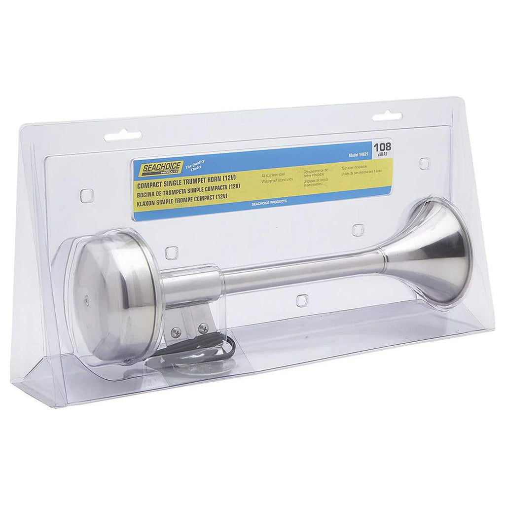 Seachoice 14621 Compact Single Trumpet Electric Horn 12V Stainless Steel